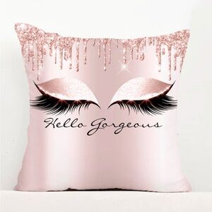 2pc Pink Eyelash Accent Cushion Cover - Soft Plush Pillow Case